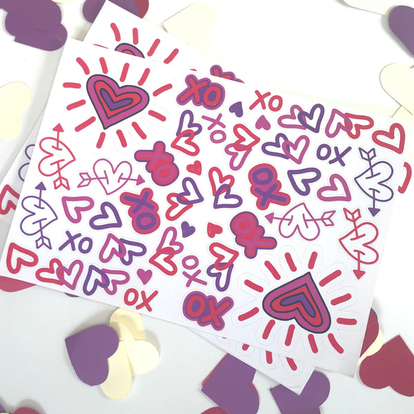 Hearts & XO Sticker Sheet
